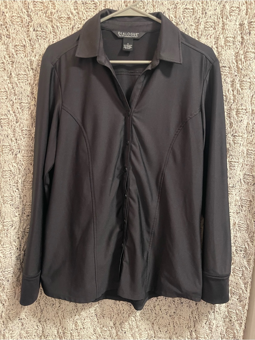 Dialogue Black Collared Button-Up Blouse